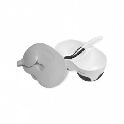 AKUKU 2 dalių dubenėlis su šaukšteliu, A0428-WHITE/BLACK