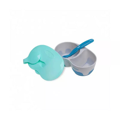 AKUKU 2 dalių dubenėlis su šaukšteliu, A0303-GREY/BLUE