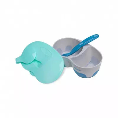 AKUKU 2 dalių dubenėlis su šaukšteliu, A0303-GREY/BLUE