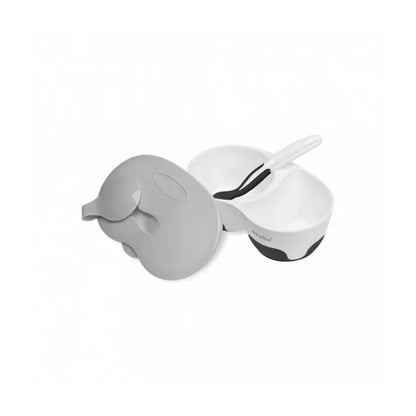 AKUKU 2 dalių dubenėlis su šaukšteliu, A0428-WHITE/BLACK