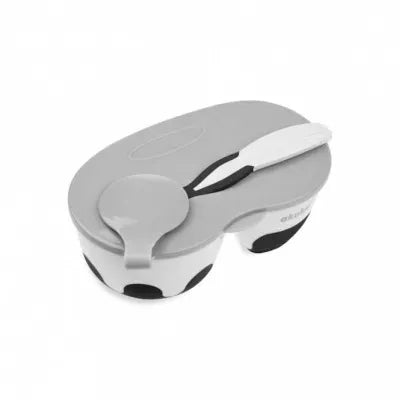 AKUKU 2 dalių dubenėlis su šaukšteliu, A0428-WHITE/BLACK