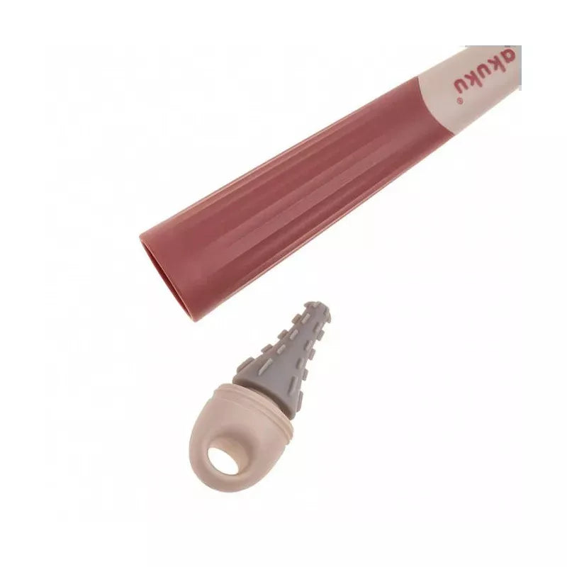 Akuku buteliukų, puodelių ir žindukų silikoninis šepetys su kempine, beige/pink, A0512