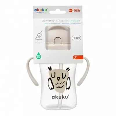 Akuku gertuvė su šiaudeliu, 300ml, su dviem rankenėlėmis, OWL A0204