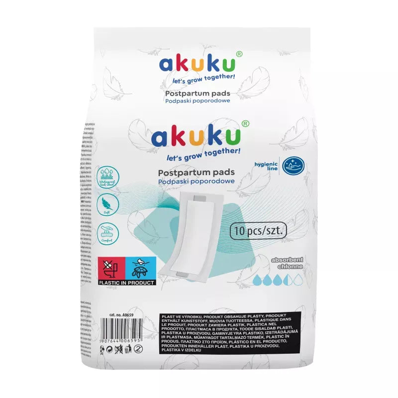 Akuku higieniniai įklotai po gimdymo, 10 vnt., A0659