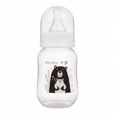 Akuku maitinimo buteliukas 125 ml su silikoniniu žinduku, А0004_Grey