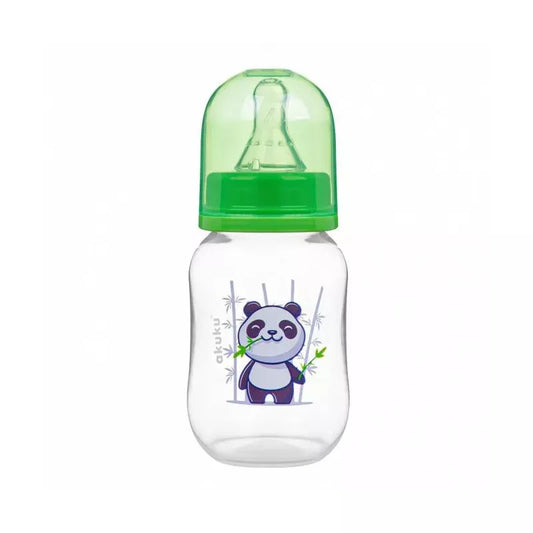 Akuku maitinimo buteliukas 125 ml su silikoniniu žinduku, А0104_Green