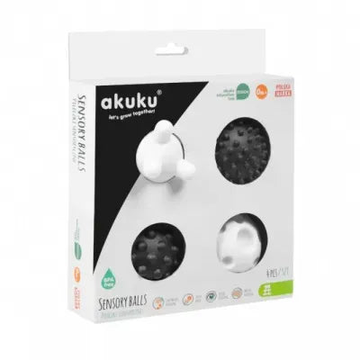 Akuku minkšti sensoriniai kamuoliukai, 4 vnt., Black/white A0469