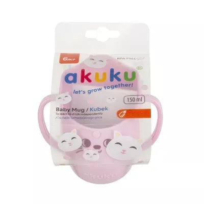 Akuku mokomasis puodelis 150 ml., rožinis, A0696