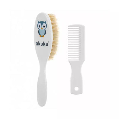 Akuku naturalių šerių plaukų šepetys ir šukos, A0307-WHITE