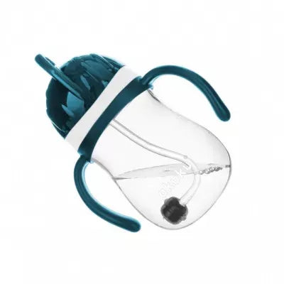 Akuku neišsiliejantis mokomasis puodelis 280 ml su dviem rankenėlėmis ir svareliu, blue/red, A0166
