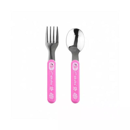 Akuku nerūdijančio plieno šaukštas ir šakutė, A0101-PINK