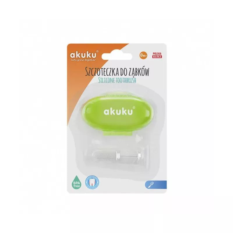 Akuku silikoninis dantų šepetėlis su dėžute, A0264-GREEN