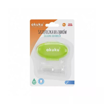 Akuku silikoninis dantų šepetėlis su dėžute, A0264-GREEN