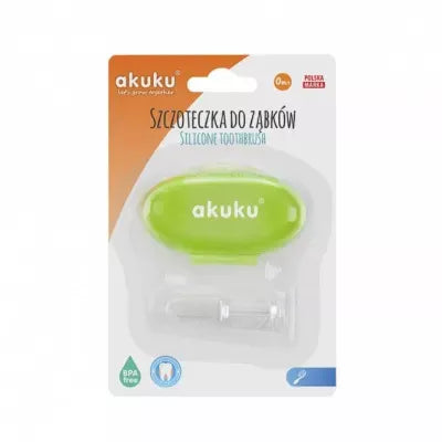 Akuku silikoninis dantų šepetėlis su dėžute, A0264-GREEN