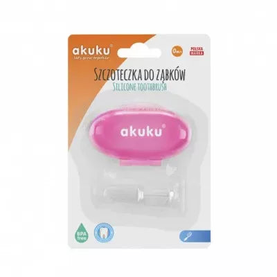 Akuku silikoninis dantų šepetėlis su dėžute, A0265-PINK
