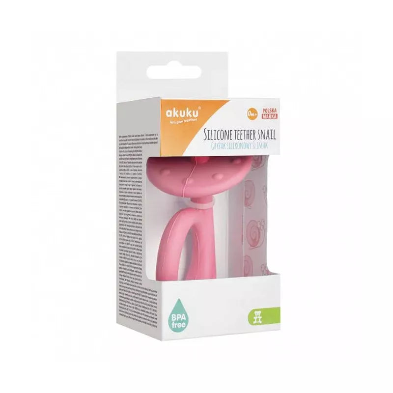 Akuku silikoninis kramtukas SNAIL, guminis masažuoklis, A0115_PINK