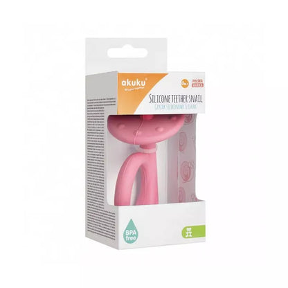 Akuku silikoninis kramtukas SNAIL, guminis masažuoklis, A0115_PINK
