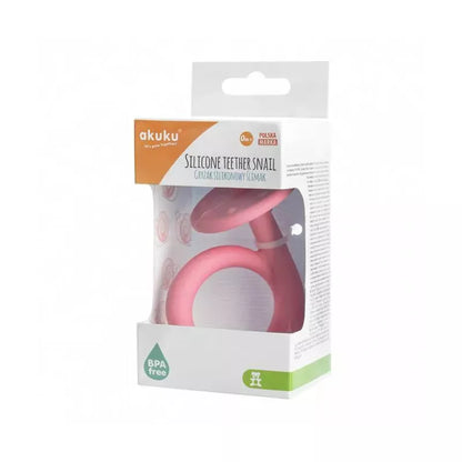 Akuku silikoninis kramtukas SNAIL, guminis masažuoklis, A0115_PINK