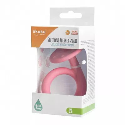 Akuku silikoninis kramtukas SNAIL, guminis masažuoklis, A0115_PINK