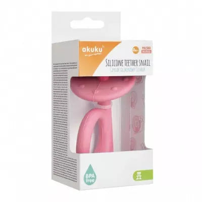 Akuku silikoninis kramtukas SNAIL, guminis masažuoklis, A0115_PINK