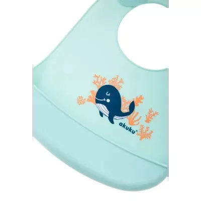Akuku silikoninis seilinukas su kišenėle, Whale, A0505