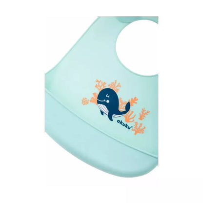 Akuku silikoninis seilinukas su kišenėle, Whale, A0505