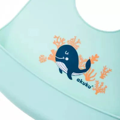 Akuku silikoninis seilinukas su kišenėle, Whale, A0505