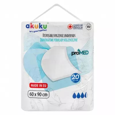 Akuku vienkartiniai higieniniai paklotai proMED, 60x90cm, 20 vnt. A0144