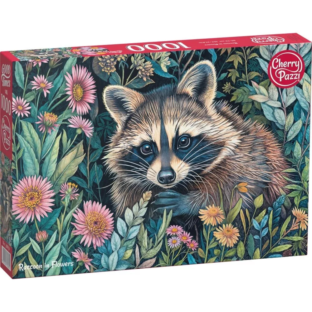 CherryPazzi dėlionė Raccon in Flowers 1000 det