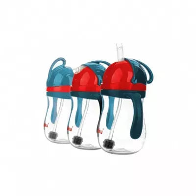 Neišsiliejantis mokomasis puodelis 280 ml su dviem rankenėlėmis ir svareliu, blue/red, A0164